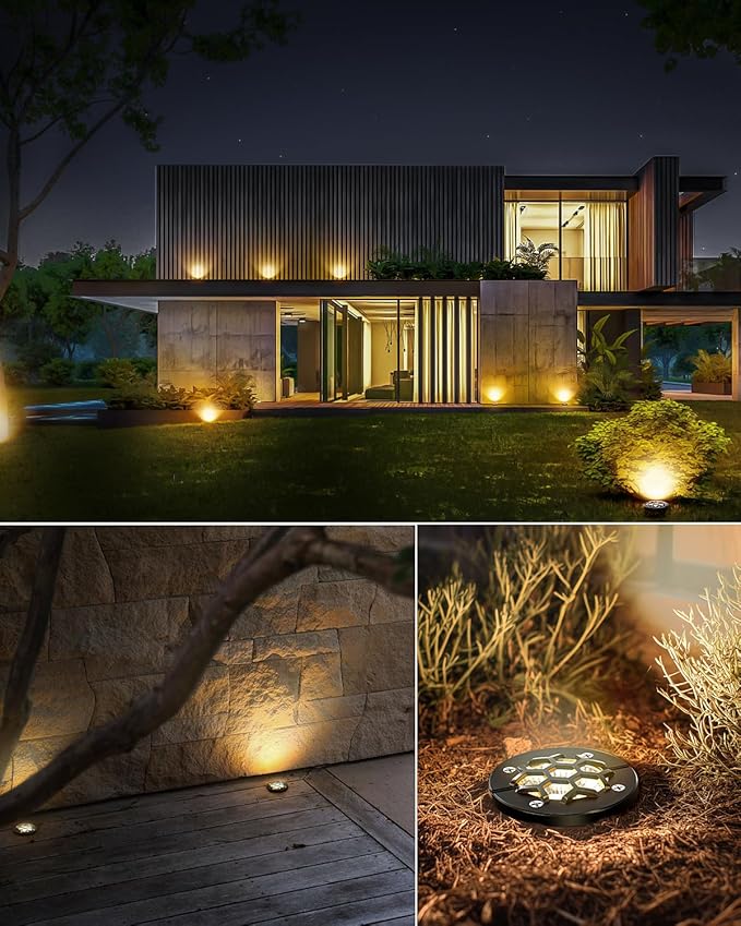 HIBOITEC Low Voltage Landscape Lights 12W, LED Outdoor In-Ground Lights 1200LM Ultra Bright Waterproof IP67 Pathway Lights, 12-24V AC/DC Landscape Lighting for Yard Garden Tree Uplighting, 6 Pack