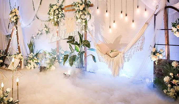Boho Large Brazilian Macrame Double Hammock Swing Bed with Carry Bag for Patio,Bedroom, Yard, Beach, Indoor, Outdoor & Wedding Party Decor, White(Beige) Party