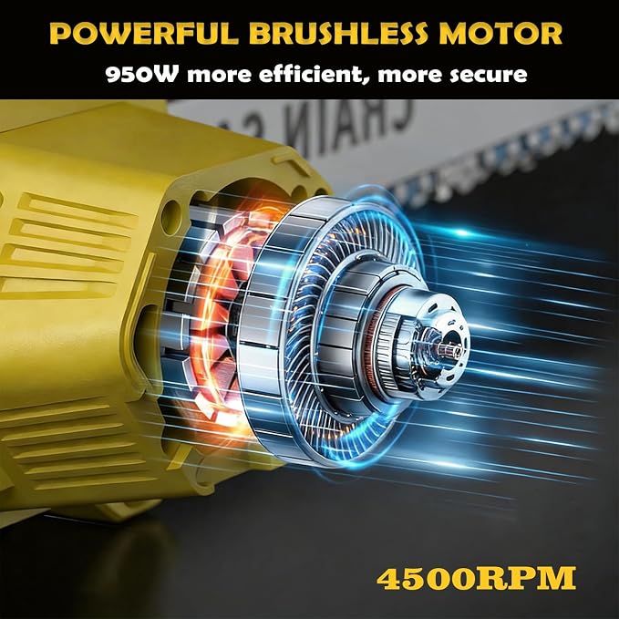 16" 40V Cordless Chainsaw Compatible with Dewalt 2 * 20V MAX Battery,Brushless Electric Chain saw for Wood Cutting, Tree Trimming and Branch Pruning,Tool Only (Battery Not Included)