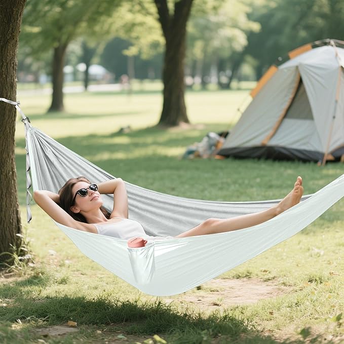 Cream White Solid Color 330lb Capacity Camping Hammocks with Portabl Carry Bag Tree Hammock for Patio Backyard Lounge Base hamacas para Patio