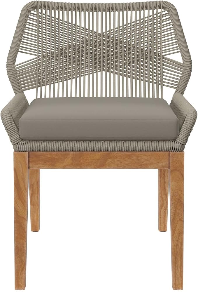 Modway Wellspring 5-Piece Outdoor Patio Dining Table Set in Light Gray Greige