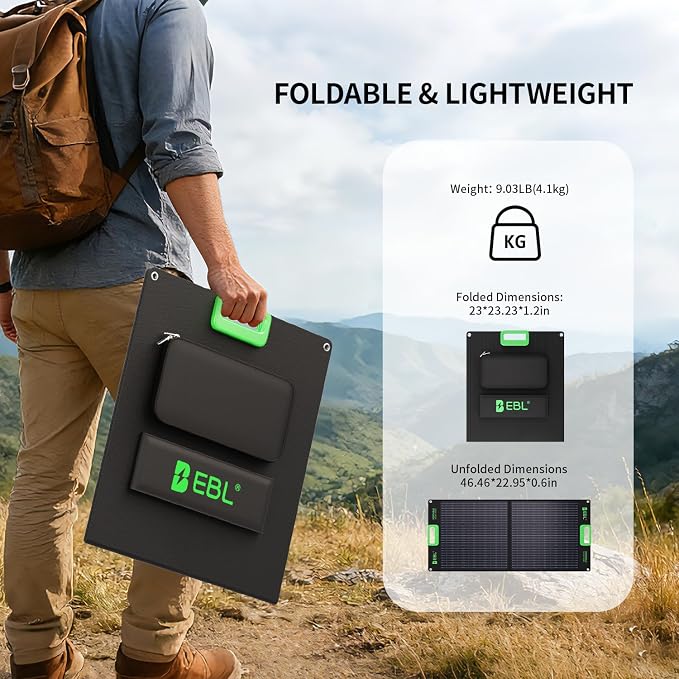 EBL 330W Portable Power Station with 100W Portable Solar Panel, 288.6Wh USB-C PD60W 330W Pure Sine Wave Solar Generator, Foldable Solar Panel for Camping, Emergency Backup
