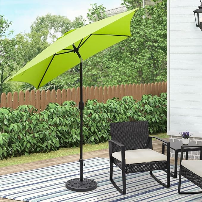 ABBLE Outdoor Patio Umbrella 6.5 Ft Square with Tilt and Crank, Weather Resistant, UV Protective Umbrella, Durable, 6 Sturdy Steel Ribs, Market Outdoor Table Umbrella, Lime Green