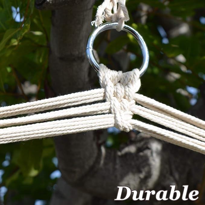 Strong Camel Hanging Caribbean Polyester Hammock Chair 48 Inch (White)