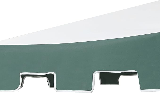 JONATHAN Y Baiona 9 ft. White/Green Outdoor Patio Umbrella with Crank Lift and Tilt, 8 Ribs UV-Resistant Market Table Umbrella with Square Trim for Pool, Deck, Coastal, White Pole UMB1000D
