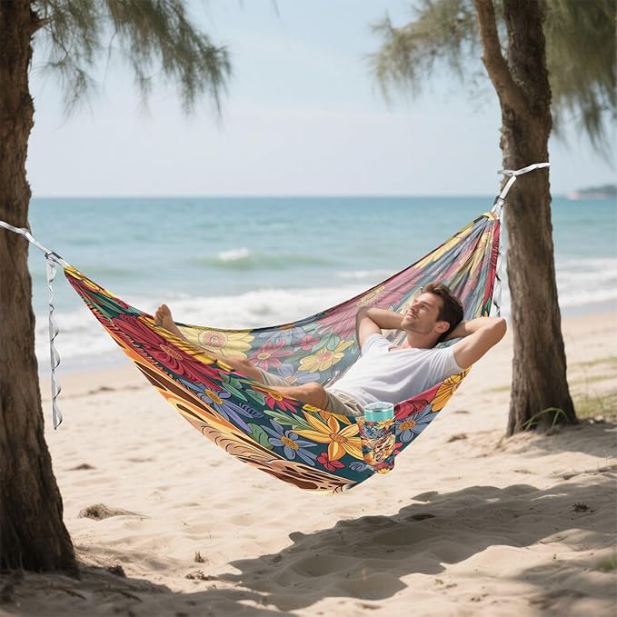 FRMG Giraffe Watercolor Camping Hammock 500 lbs Capacity Portable Hammocks with Tree Straps & Attached Carry Bag, Camping Essentials Gear A0900257a