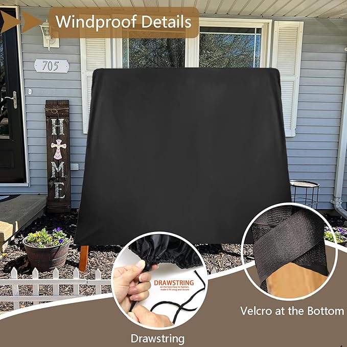 FLYMEI Outdoor Swing Cover Waterproof for A Frame Patio Swing/Outdoor Furniture Porch/Glider Hammock, Waterproof and Windproof, 83" L×55" W×67" H