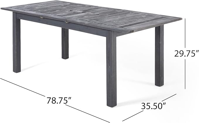Christopher Knight Home Elmar Outdoor 7 Piece Wood and Wicker Expandable Dining Set, Dark Gray and Dark Gray and Gray