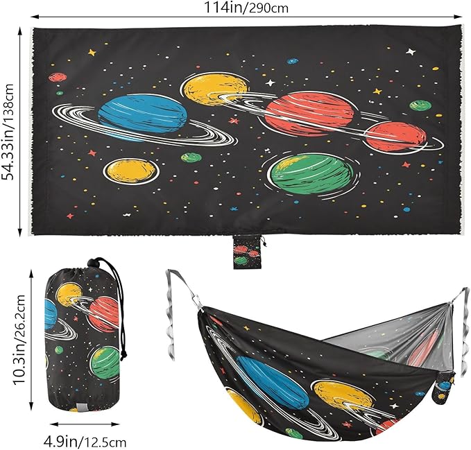 Hammocks for Outside Solar System Camping Hammock Portable Hammocks with Tree Straps and Carry Bag Camping Accessories for Hiking Beach Outdoor