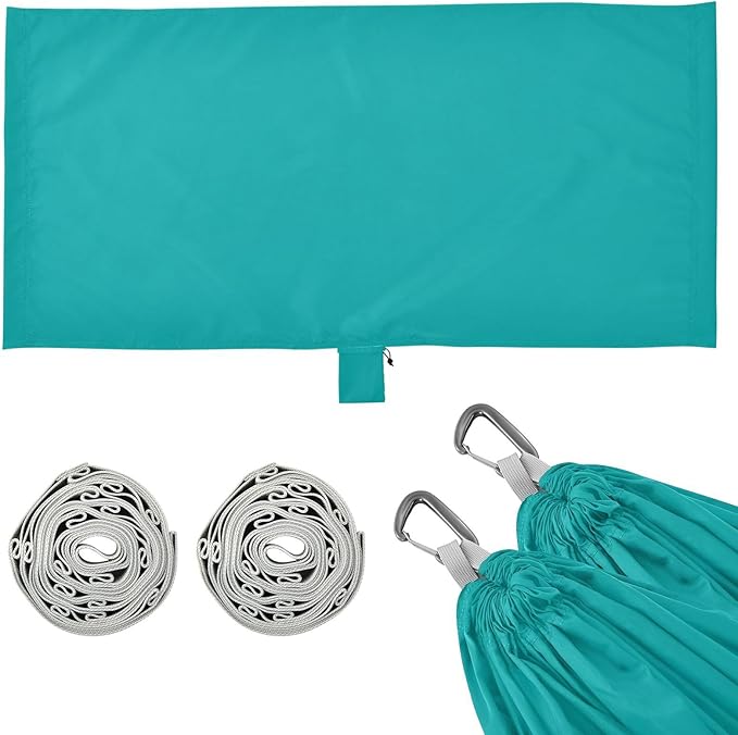 Hammocks for Outside Teal Colored Background Camping Hammock Portable Hammocks with Tree Straps and Carry Bag Camping Accessories for Hiking Beach Outdoor