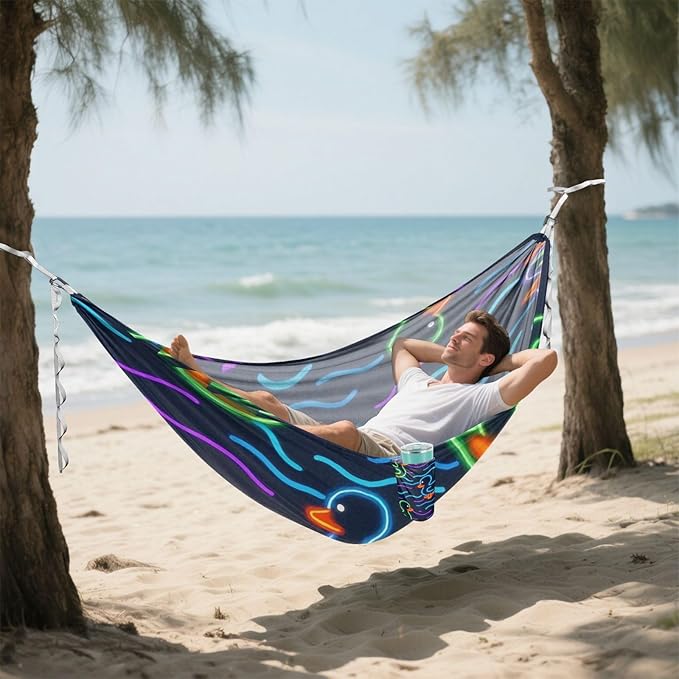 Cute Animal Fluorescent Duckling 330lb Capacity Outdoor Hammock with Tree Straps Backyard Hammock for Outside Camping Essentials hamacas para adultos con soporte