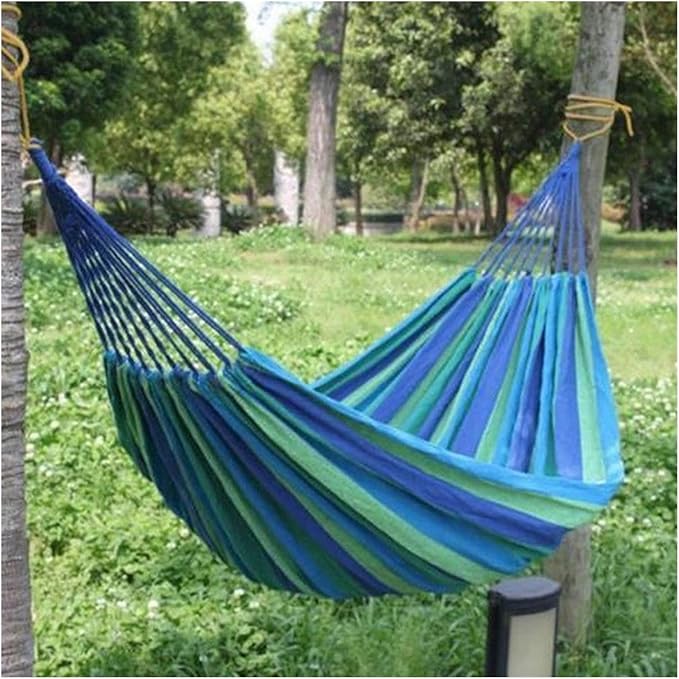 Hanging Chair Swing 280 * 80cm Striped Hammock for 2 Persons, Outdoor Air Bed, Thick Canvas Hanging Bed, Sleeping Swing Hammock, Camping and Hunting Hammock (Color : Red)
