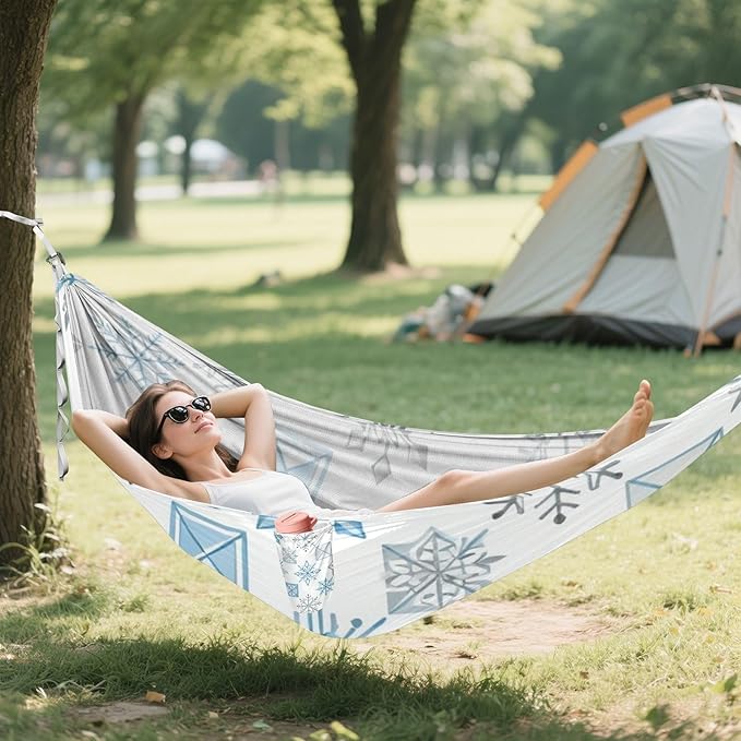 Snowflake and Gem Hammocks with Hanging Rope Tree Hammock for Outside Patio Backyard Poolside