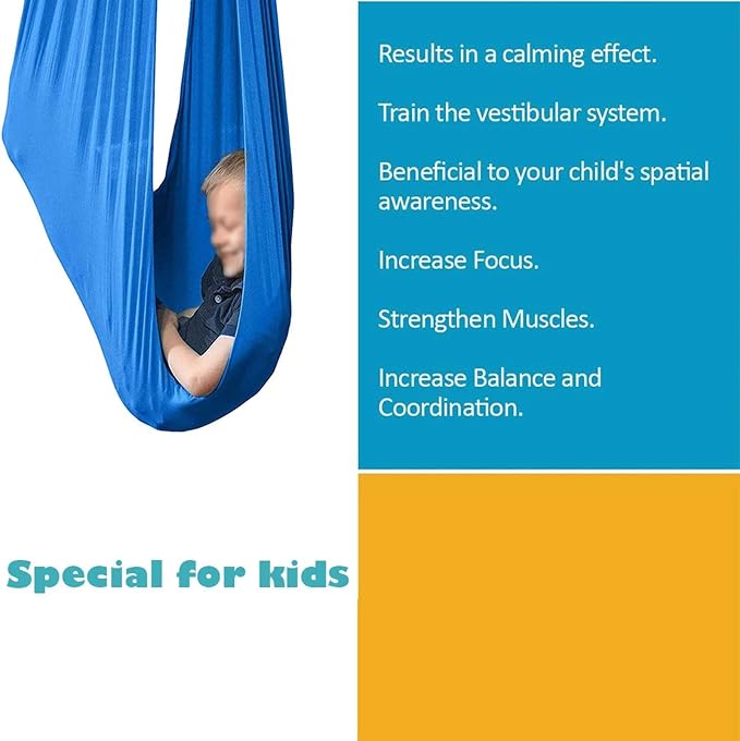 Adjustable Sensory Swing Children's Elastic Swing Set Aerial Flying Yoga Cuddle Hammock for Kids Or Adults Autism ADHD (Color : Green, Size : 150 x 280 cm (L x W).)