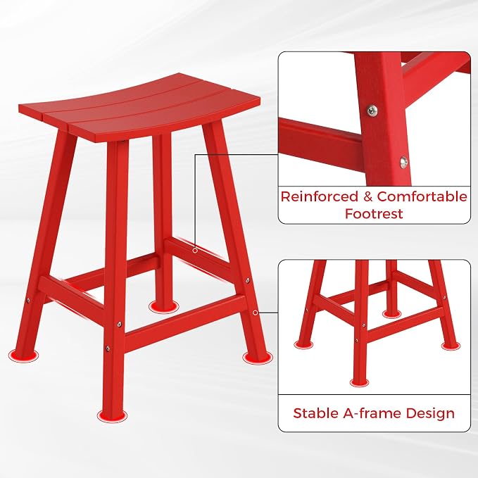 Costaelm Outdoor Bar Table, 37" Counter Height Round Patio Cocktail Table Set for Deck, Backyard, Garden, Red