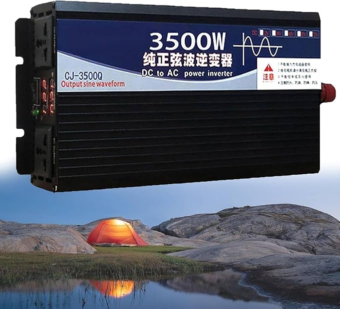 FLJDLSGS 3500W 5000W Pure Sine Wave Power Inverter 12V 72V DC to 110V AC Voltage Converter with LCD Display, for Home/RV/Truck/Car/Camping/Solar (3500W,72V)