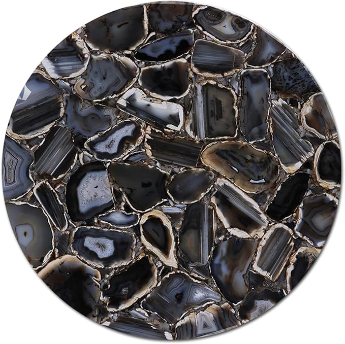 Agate Hallway Side Table I Black Agate Coffee Table Top I Agate Outdoor Side Table for Garden I Antique Look Agate Sofa Side Table I Wedding Party Side Table I 18 x 18 Inches Agate End Table