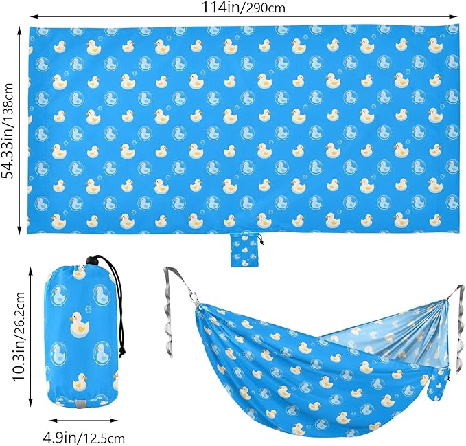 Camping Hammock Outdoor Hammocks for Outside Duck Bubble Blue Beach Trees Portable Lightweight with Pockets Tree Straps Indoor