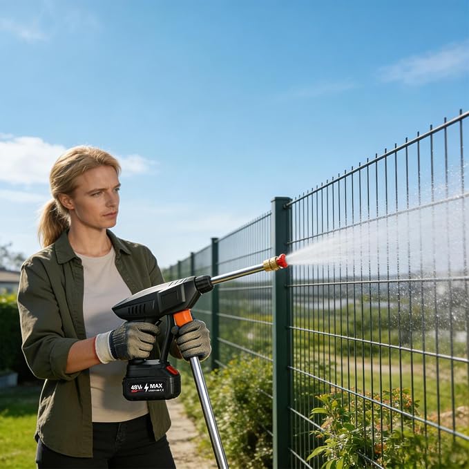 Cordless Pressure Washer Hosepipe Spray, Handheld Battery Powered Washer Kit with Nozzle and 5m/16.5ft Tube for Washing Cars/Floor/Garden Cleaning & Watering Flowers