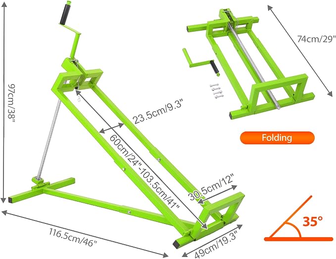 Foldable Lawn Mower Lift for Riding Tractors, Portable Lawn Mower Jack Lift Zero Turn & Telescoping Lawns Tractor Lifts with Adjustable Height/Manual or Power Handles, 880 LBS Capacity (Green)