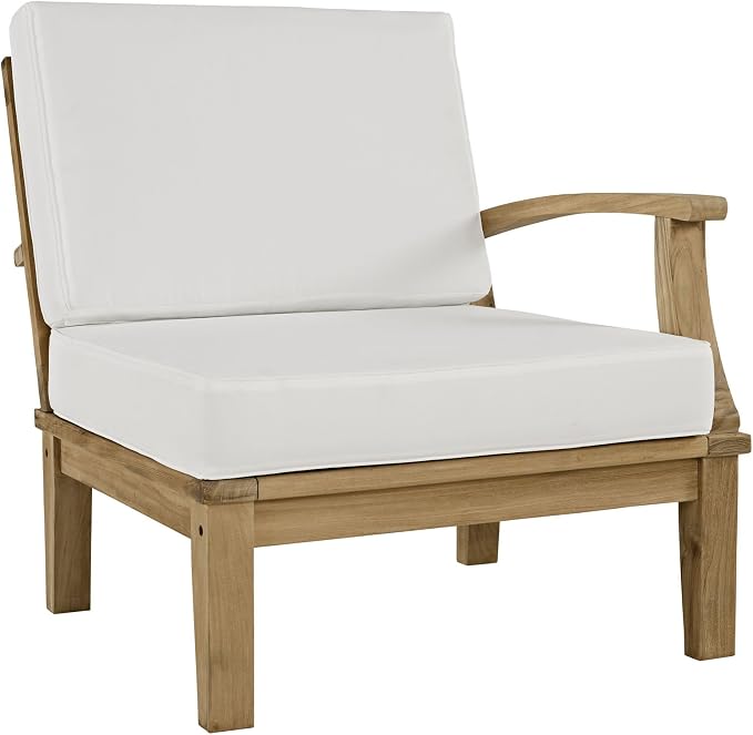 Modway EEI-1480-NAT-WHI-SET Marina Premium Grade A Teak Wood Outdoor Patio Furniture Set, 10 Piece, Natural White