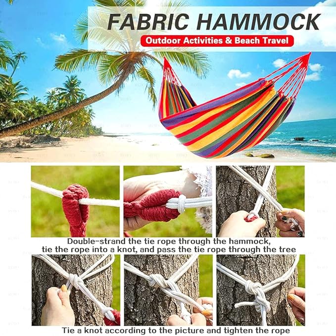 NOBRIM Camping Hammock Thickened Fabric Canvas Hammocks Travel Swing Hanging Bed with Bag Hammock for Travel Camping Camping Accessories
