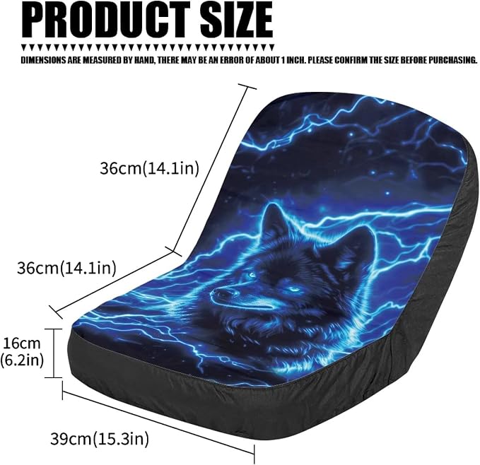 Wolf Lightning Seat Cushion Covers for Agricultural and Industrial Vehicle, Non-Slip Lawn Mower Seat Cover with Storage Bag