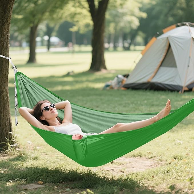 Safari Green Solid Color Pure Plain 330lb Capacity Outdoor Hammock with Portabl Carry Bag Portable Hammock for Outside Camping Essentials hamaca para Patio Exterior