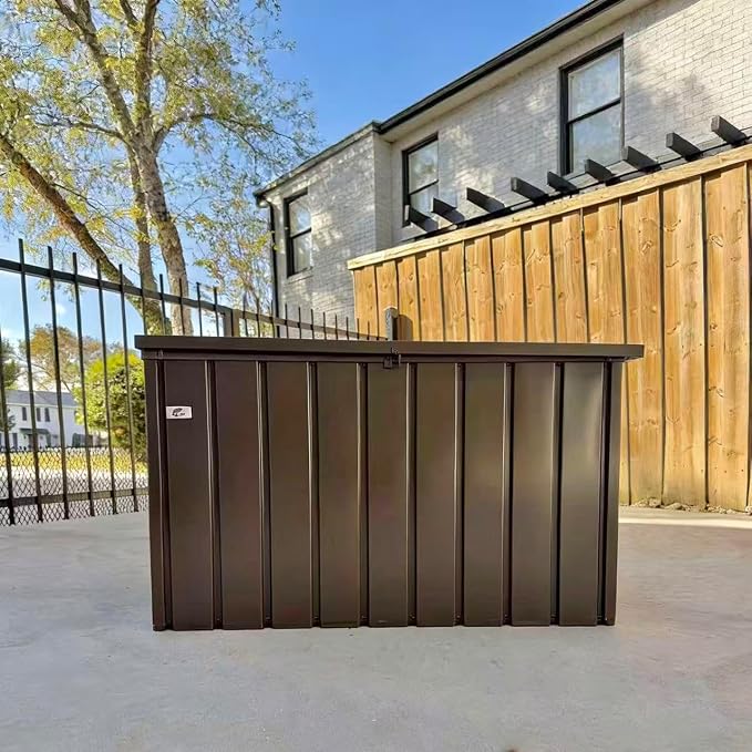 PURPLE LEAF Outdoor Deck Box 150 Gallon Waterproof Lockable Storage Box Container with Lid Deck Organization for Patio Cushions Side Table Pool Accessories Garden Tools, Brown