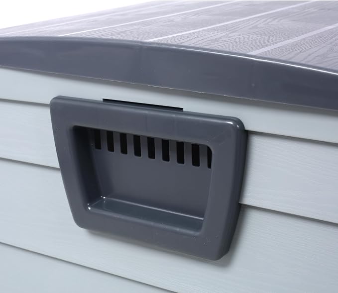 75 Gallon Resin Deck Box with Wheels, Gray Plastic Outdoor Storage for Patio Furniture, Pool Toys, Garden Tools, 44x19x21 Inches