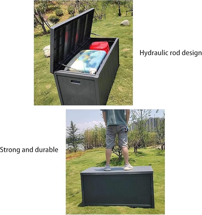 Outdoor Storage Box - Lockable Garden Rooftop Organizer, Patio Balcony Tool Box, Durable End Table Storage Cabinet,Brown