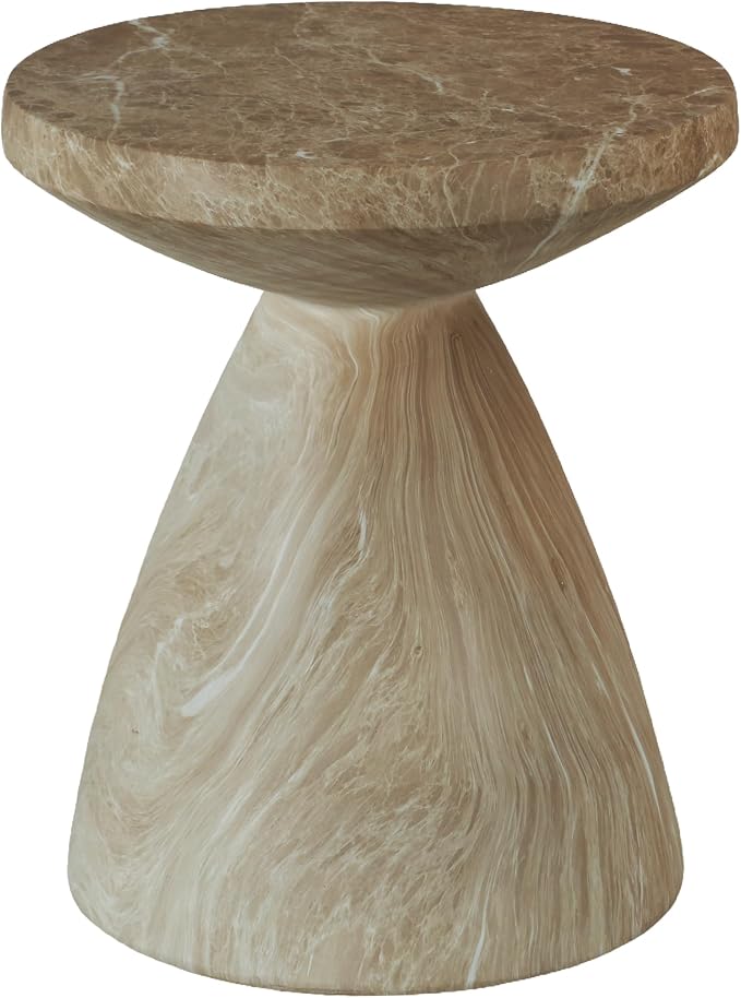 17.72" Cement End Tables for Patio,Marble | Faux Terrazzo Modern Small Round Side Accent Table,Tree Stump Garden Stool Drum Indoor and Outdoor