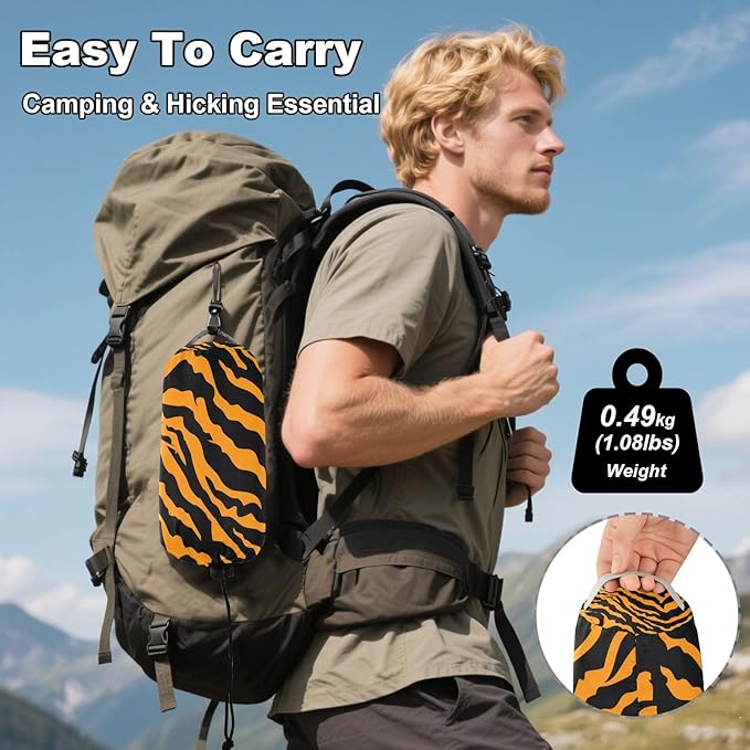 Camping Hammock Outdoor Hammocks for Outside Tiger Stripe Beach Trees Portable Lightweight with Pockets Tree Straps Indoor