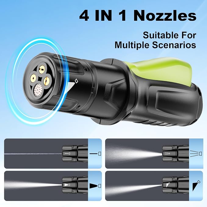 Portable Max 72 PSI Hand Sprayer, Cordless Garden Sprayer with 2000mAh Battery, 4-in-1 Nozzle, 12L Collapsible Bucket, Low Pressure Cleaner for Outdoor Cleaning, Camping, Gardening
