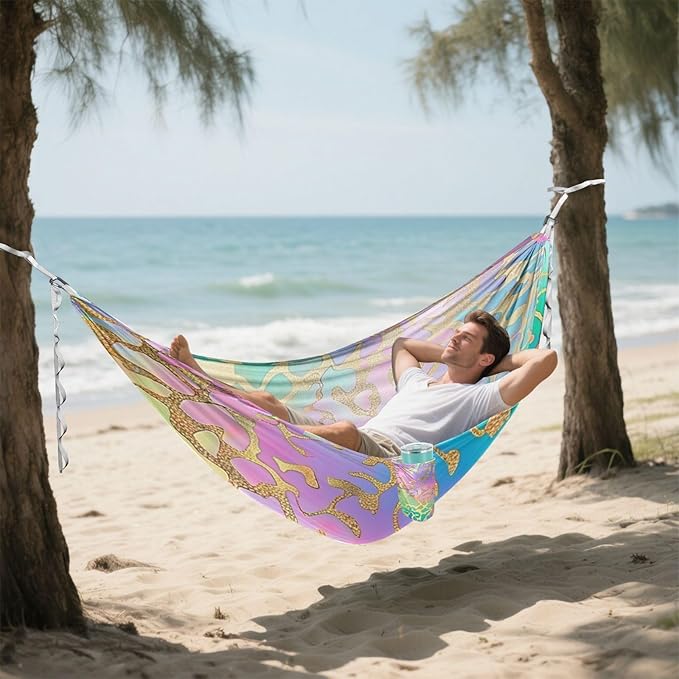 Colorful Marble Stone 330lb Capacity Hammocks with Hanging Rope Swing Hammock for Outside Patio Backyard Poolside hamacas para Patio