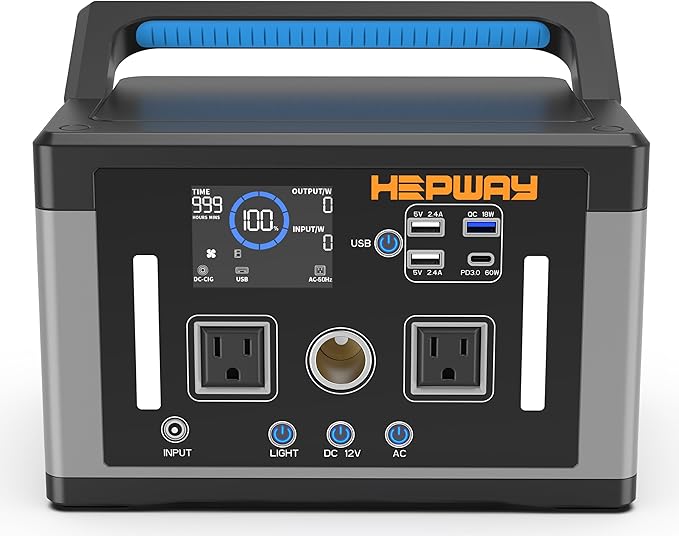 Portable Power Station 700W, 577Wh Battery Solar Generator, Power Bank 110V Surge 1000W Pure Sine Wave 2 AC Outlets with PD 60W USB-C Fast Charging for CPAP Camping, Hurricane Emergency, RVs