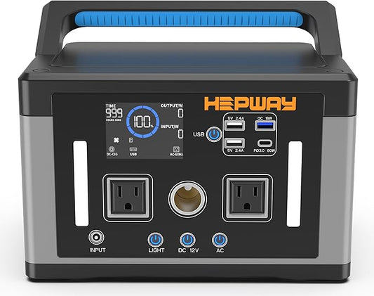 Portable Power Station 700W, 577Wh Battery Solar Generator, Power Bank 110V Surge 1000W Pure Sine Wave 2 AC Outlets with PD 60W USB-C Fast Charging for CPAP Camping, Hurricane Emergency, RVs