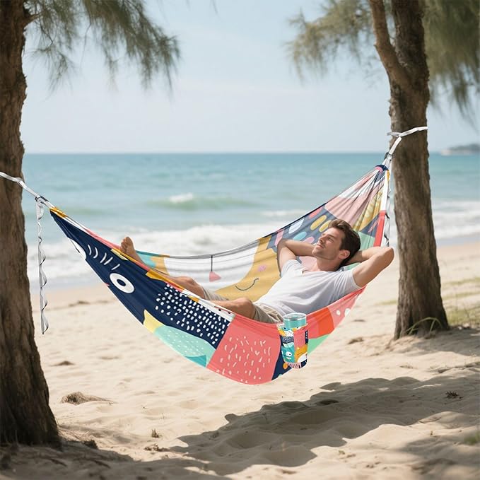 Cartoon Funny Animals Colorful Plaid 330lb Capacity Hammocks Hanging Hammock for Outside Camping Essentials Base para hamaca