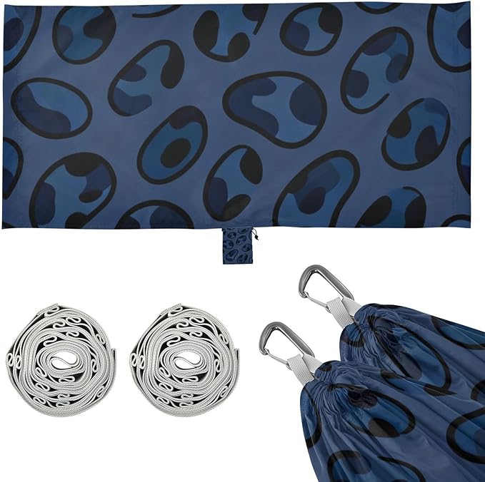 Blue Leopard Outdoor Hammock with Tree Straps for Outside Patio Garden