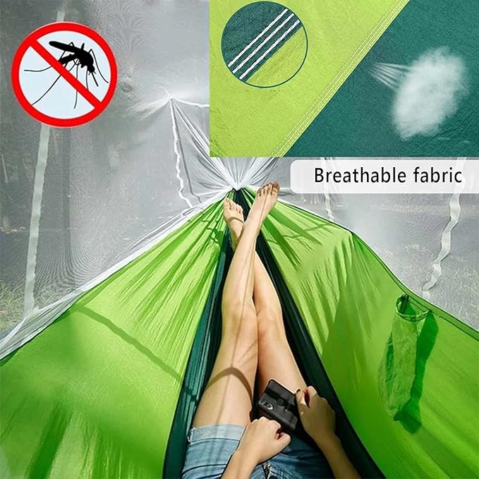 Hammocks for Outside 2 Person with Net, Camping Hammocks for Trees, Portable Hammock Chair with Carabiners Foldable, Parachute Hammocks, for Travel Patio Garden