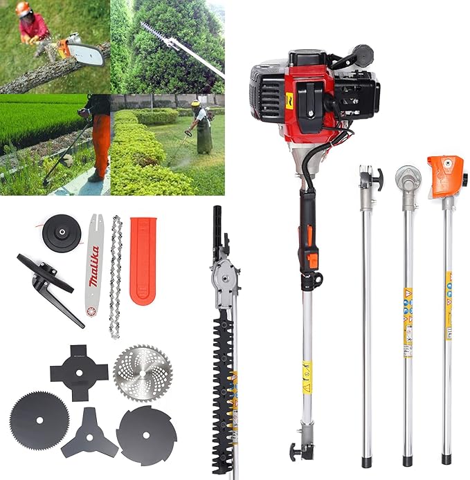 52CC Gas Weed Wacker,3 in 1 Cordless Grass Trimmer Gasoline Lawn Mower Engine, Gas Powered Weed Eater String Trimmer with 6500-8500r/Min