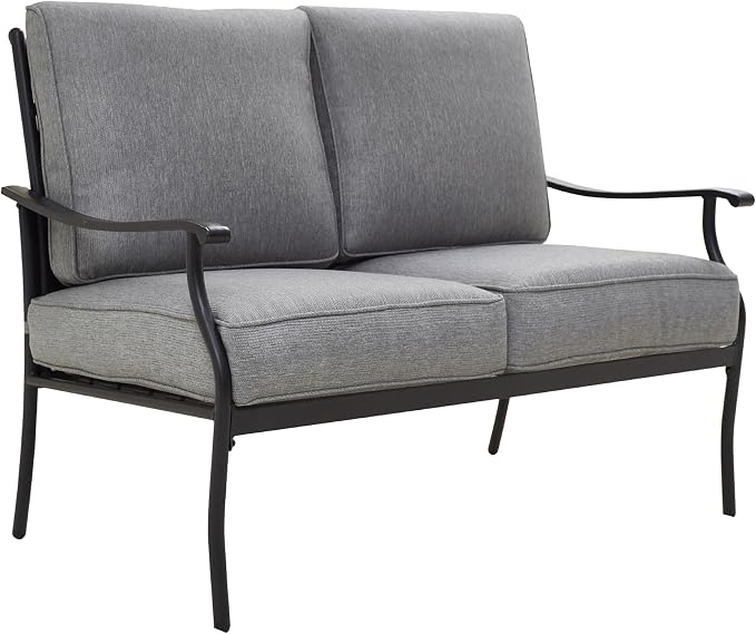 4 Pieces Patio Conversation Set 5 Seat Outdoor Furniture Sofa Chairs Patio Furniture Seating Sets with Cushion and Cofffee Table (Gray)