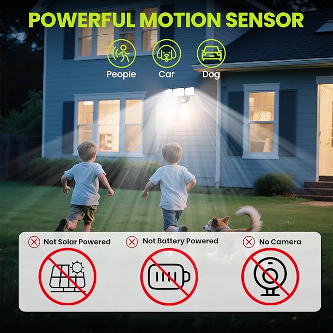 7500LM LED Security Light Motion Sensor Outdoor Lights, Adjustable 3 Head Hardwired LED Flood Lights Outdoor, IP66 Waterproof, 38W Motion Detected Lights for Outside, House, Garage, Yard