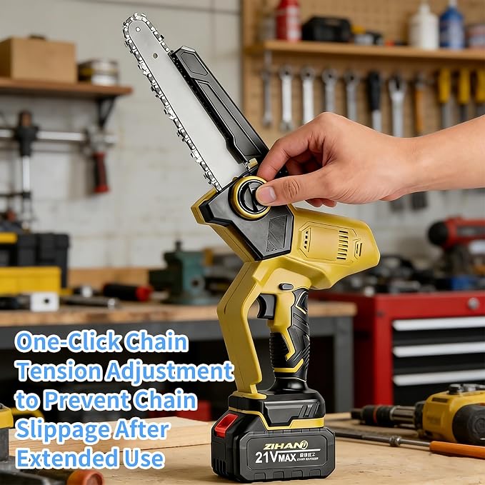Mini Chainsaw Cordless, 8 Inch Electric Chain Saw with 2 Pack Rechargeable Batteries, Battery Powered, Easy to Use & Maintain, for Cutting Thick Branches, Wood Cutting, Tree Trimming