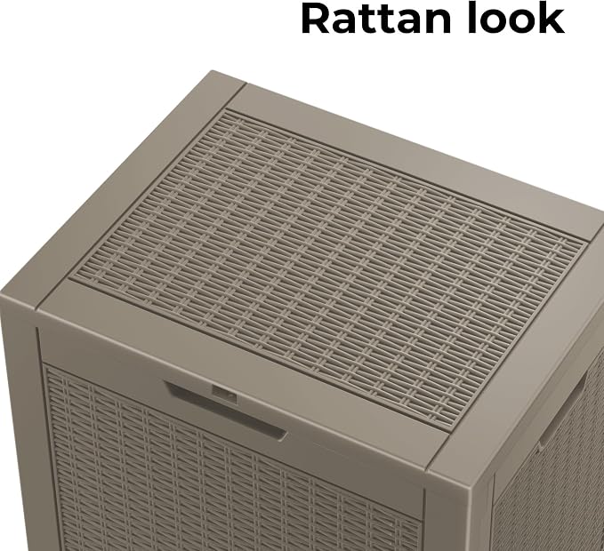 Resin Deck Box - 35 Gallon Lockable Outdoor Storage, Water-Resistant Indoor/Outdoor Bin for Package Delivery, Patio Cushions, Gardening Tools