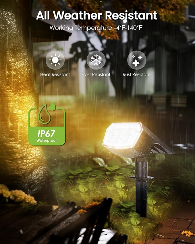 Solar Spot Lights Outdoor Waterproof, Solar Spotlights 10 Pack Warm White | 63 LED 3 Lighting Modes Solar Landscape Spotlights for Yard, Garden, Backyard, Driveway, Pathway, Wall, House, Garage