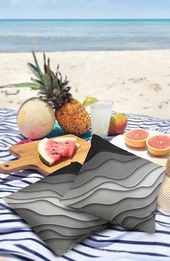 Modern Geometric Outdoor Waterproof Pillow Covers for Patio Furniture Gray Decorative Throw Pillow Cover Abstract Beach Pillowcases Set of 2 Cushion Case for Sofa Couch Chair Home Decor 20 x 20 Inches
