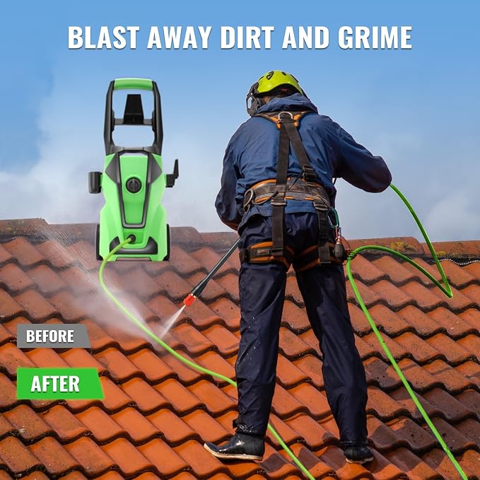 𝐏𝐫𝐞𝐬𝐒𝐮𝐫𝐞 𝐂𝐥𝐞𝐚𝐧𝐞𝐫 5000𝐏𝐒𝐈 with 33FT Hose,Car Clean Machine/Car/Driveway/Patio Clean,Dark Green