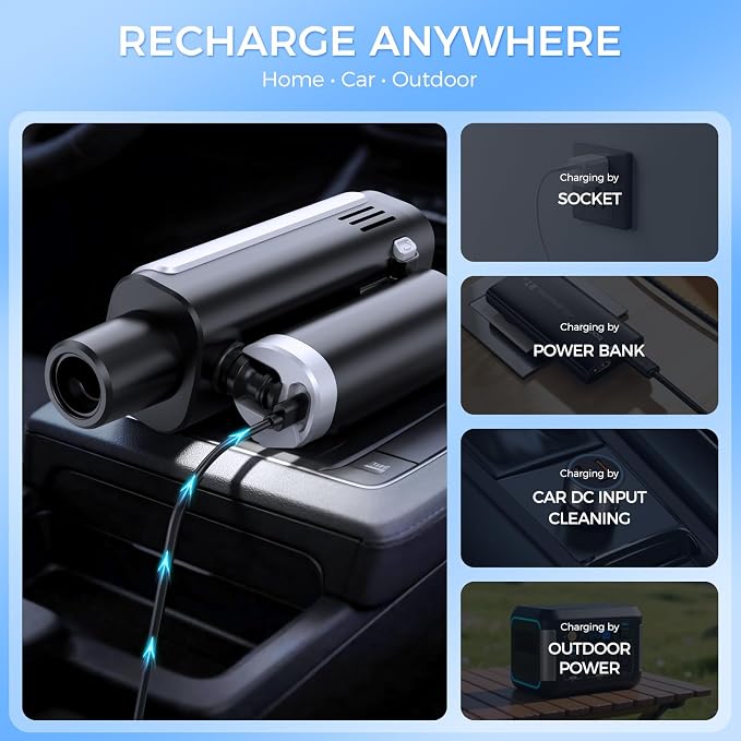 Foldable Pressure Washer Portable Battery Washer with 5-in-1 Nozzle, 3 Levels & LCD Display, Handheld Washer for Car, Bike, Patio & Camping (Black)