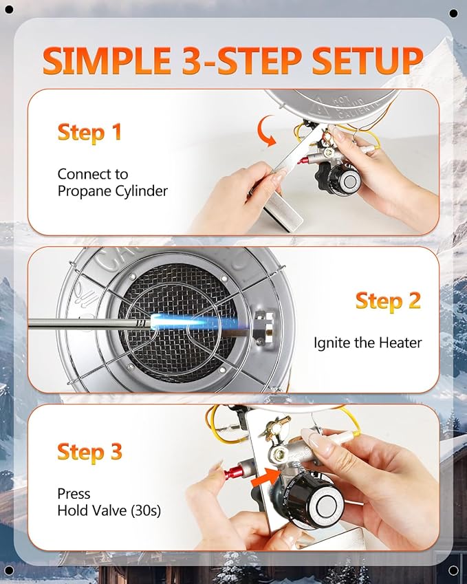 Breeze Touch Double Tank Top Propane Outdoor Heater, 30,000 BTU Propane Radiant Heater with 3 Heating Modes, Shut-off Valve and Tip-over Switch for Camping, Fishing, Garage, Patio